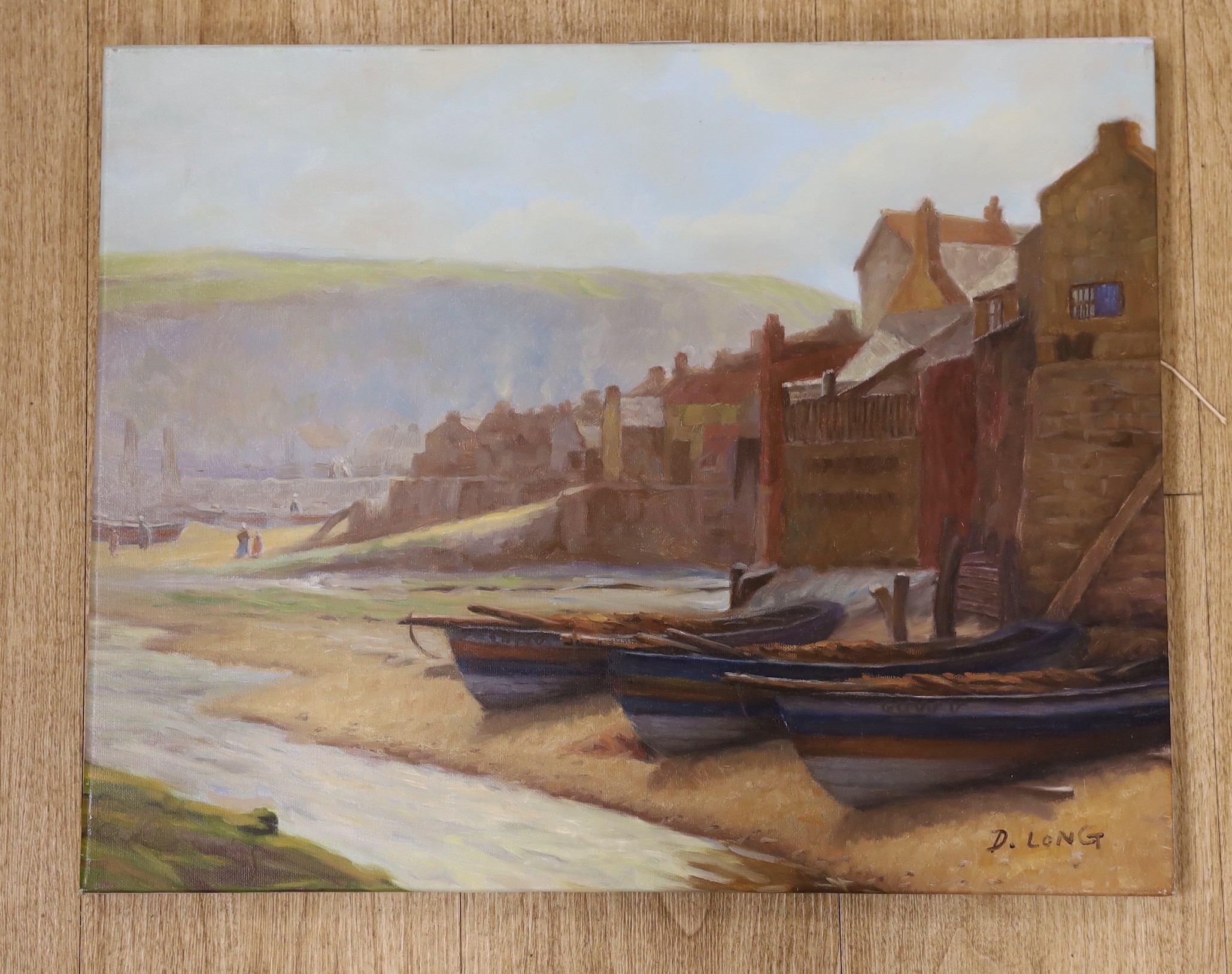 D. Long, oil on canvas, Estuary at low tide, signed, 41 x 51cm, unframed